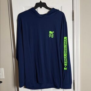 Vineyard Vines Blue long sleeve shirt. Bright Green Accents.
